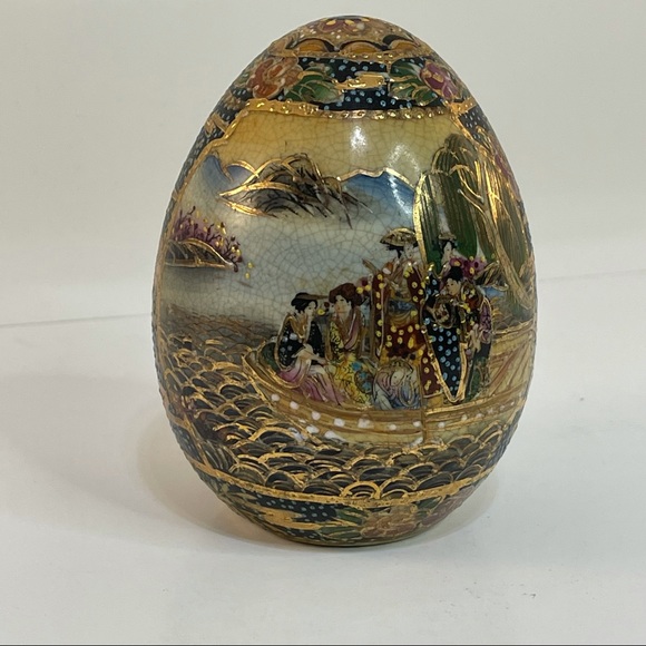 Accents Vintage Satsuma Egg Asian Geisha Scene Gold Trim Poshmark